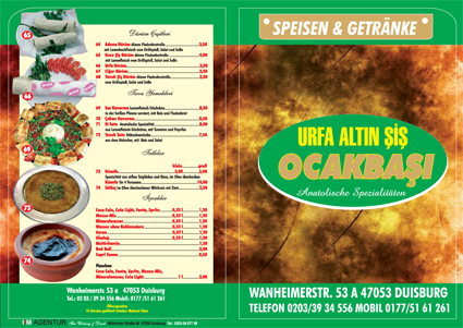 Speisekarte Beispiel 1